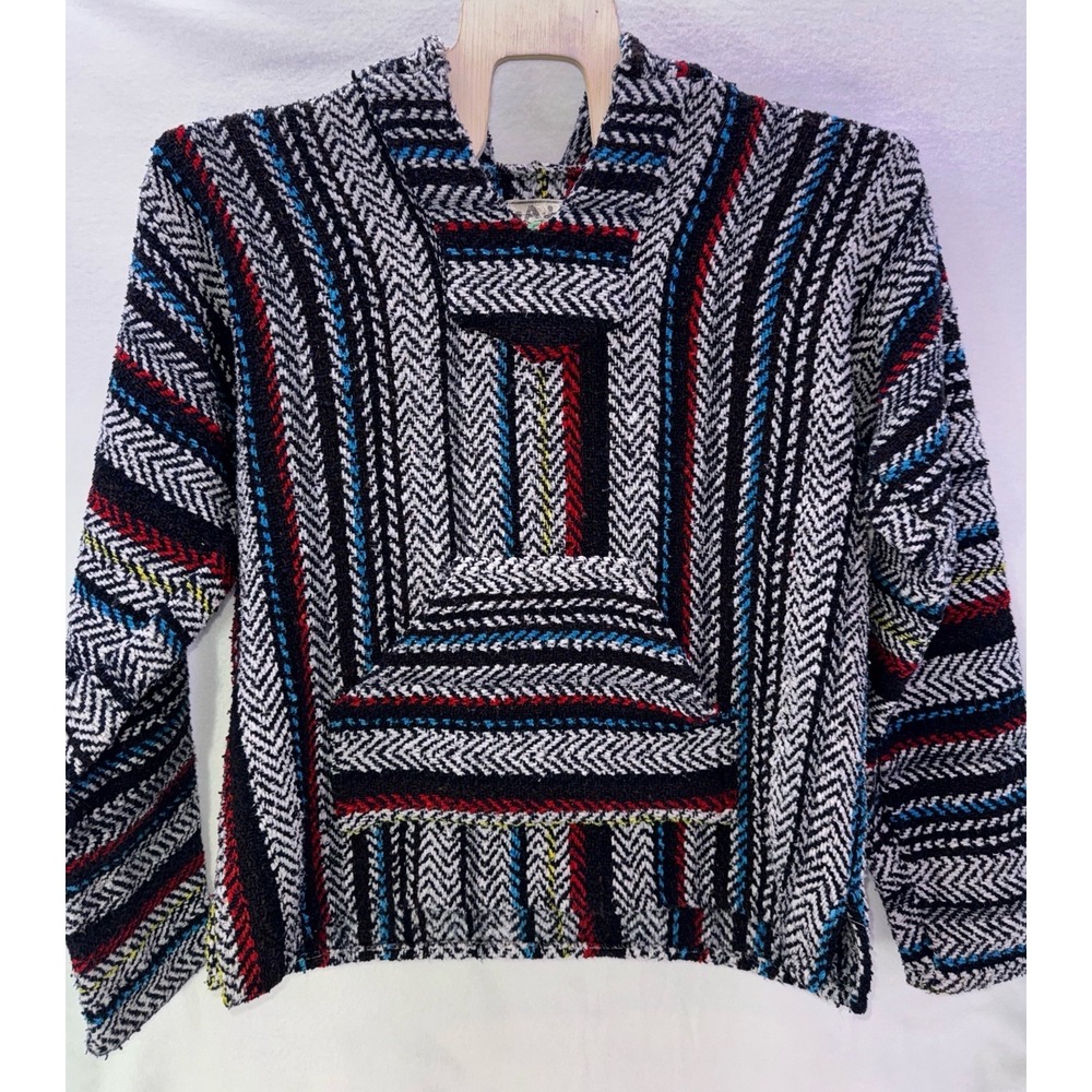 Baja Joe Hoodie Mens L Mexican Drug Rug Long‎ Sleeve Pullover (46X27)